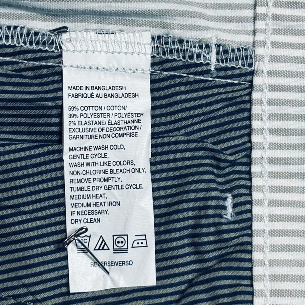 IZOD Shorts Mns 34 Grey Cotton Seersucker Stripe Stretch Flat Front Coastal Prep